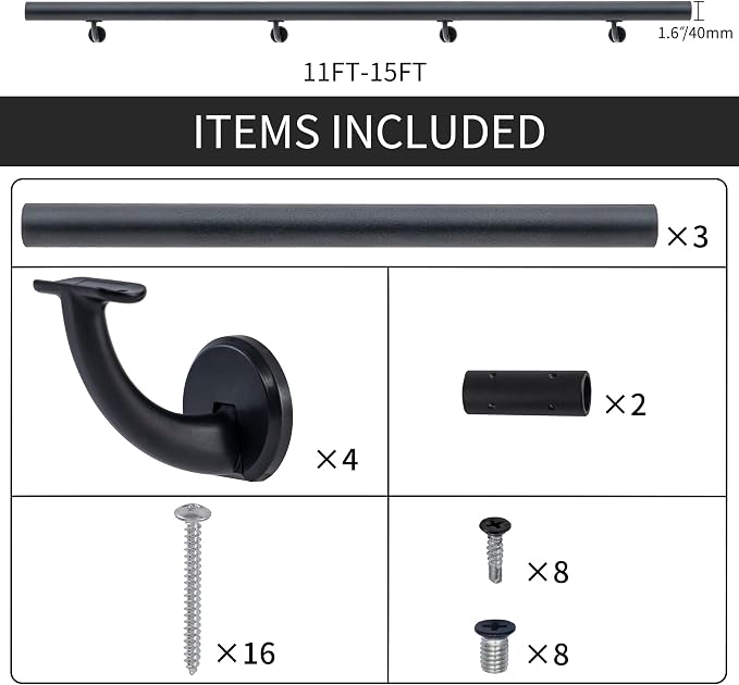13 FT Modern Aluminum Handrail Set, handrails - Image 4