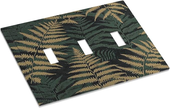 Decorative Switch Plates Botanical Fern Green Leaf Forest 3 Gang Wall Plate - Image 3