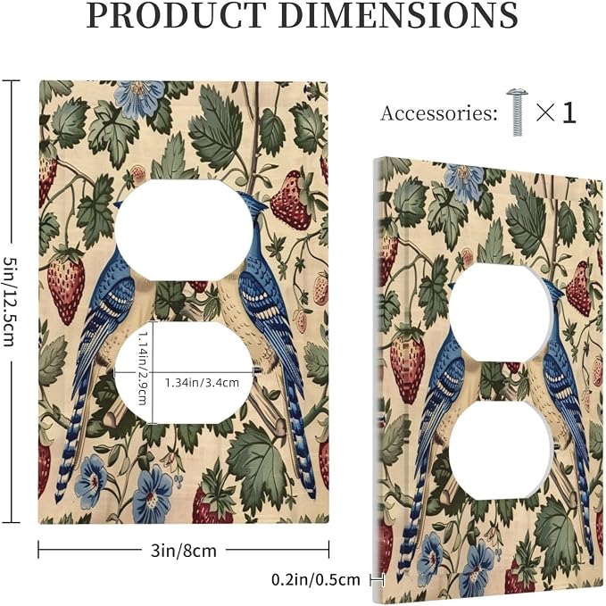 Outlet Covers Vintage Floral Bird Strawberry Thief William Morris 1 Gang Duplex - Image 5