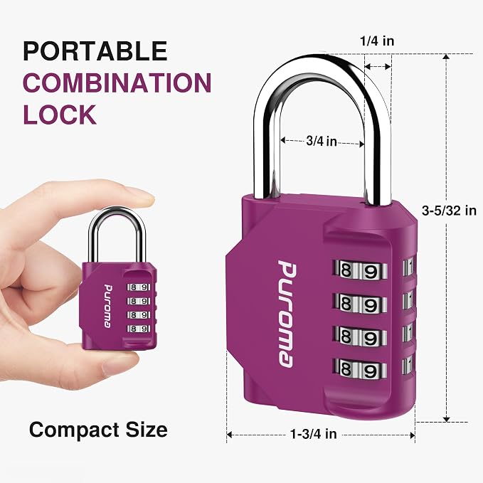 Puroma 2 Pack Combination Lock for Locker 4 Digit Outdoor Waterproof Padlock - Image 5