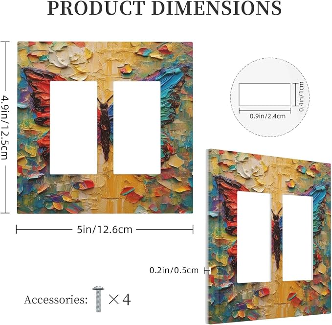 Decorative Outlet Covers Colorful Butterfly Animal Insects Wall Art Abstract 2 - Image 5
