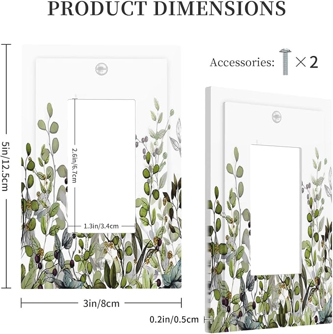 Watercolor Green Eucalyptus Leaves Plants Fruit Decorative Outlet Covers 1 Gang - Image 5