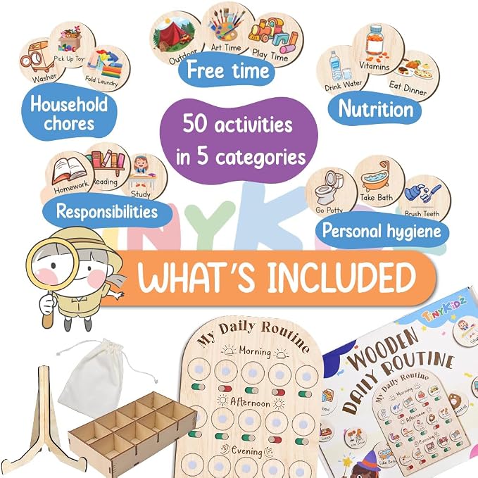 Daily Routine Chart for Kids, Visual Schedule, Routine Chart for Toddlers 3-5 - Image 4