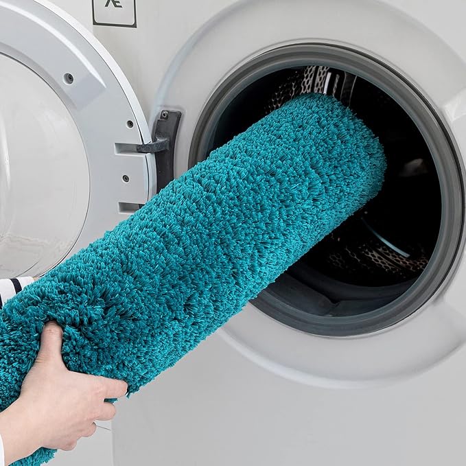 MIULEE Teal Bathroom Rugs Non Slip Bath Mat 24'' x 40'' Shaggy Soft Bath Rug - Image 5