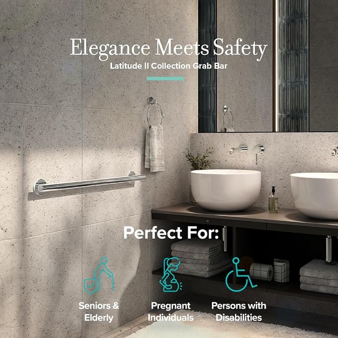Gatco 896 Latitude II Grab Bar, 48 Inch, Chrome/ADA Compliant Wall Mount - Image 4