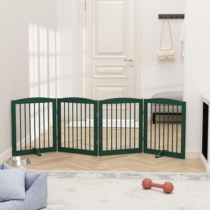 Freestanding Pet Gate for Dogs, Foldable Wooden Dog Gate for House, Indoor Dog - Image 2