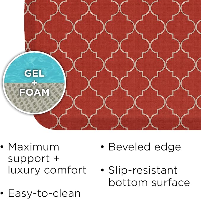 GelPro Elite Premier Anti-Fatigue Kitchen Comfort Floor Mat, Trellis Red Chile - Image 4