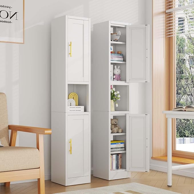 67" Tall Narrow Storage Cabinet Metal Bathroom Cabinet - Image 8