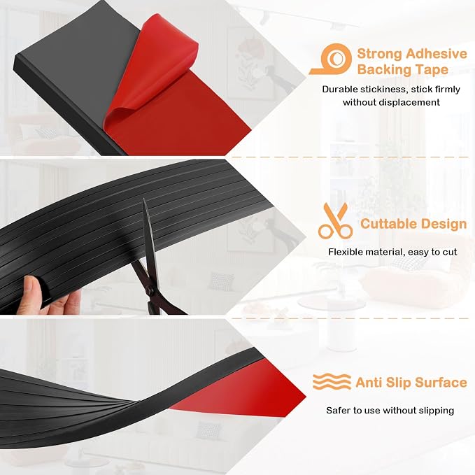 Threshold Ramps for Doorways Self-Adhesive Rubber Ramps for Door Threshold - Image 2