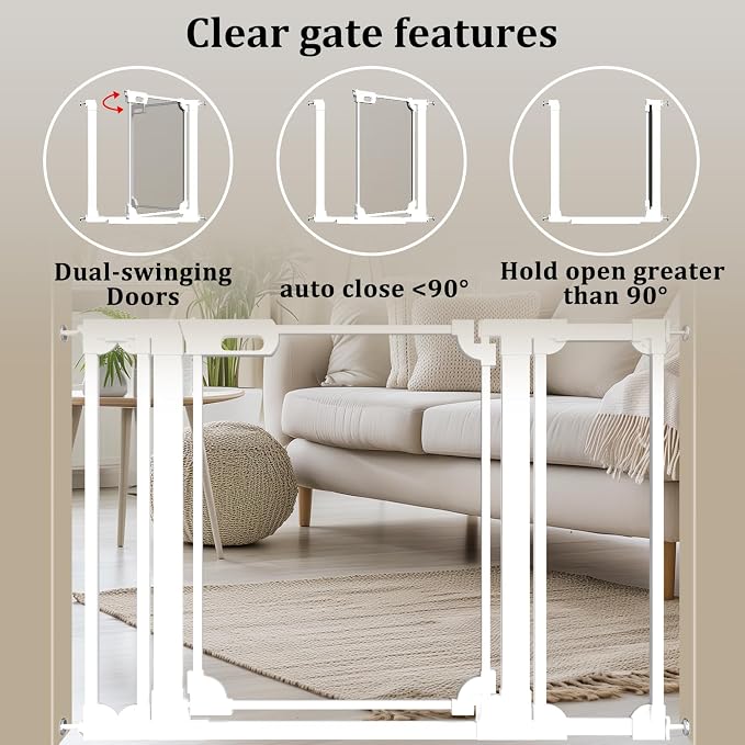 WAOWAO Clear Acrylic Baby Gate for Stairs Modern Design Acrylic Auto Close Pet - Image 4