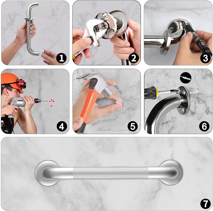 2 Pack 24 Inch Grab Bars for Bathtubs and Showers, Anti Slip Shower Grab Bars - Image 5