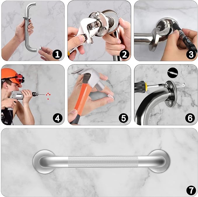 2 Pack 18 Inch Grab Bars for Bathtubs and Showers, Anti Slip Shower Grab Bars - Image 5