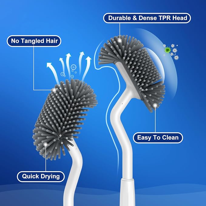 HAMITOR Toilet Bowl Brush Holder Set: 2Pack Deep Cleaning Silicone Toilet - Image 4