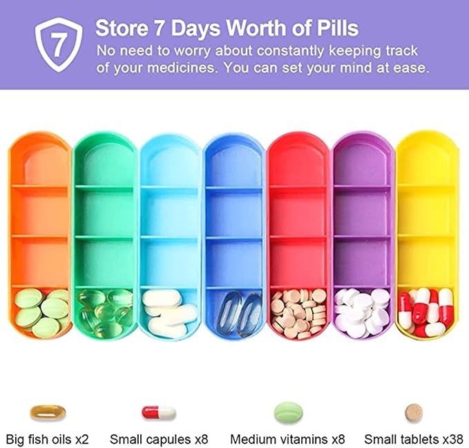 ABSOK Weekly Stackable Pill Organizer, 4 Times A Day Pill Organizer Box Morning - Image 4