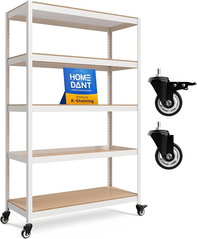 HOMEDANT House 48.1" 5-Tier Metal Rolling Cart Shelf Rack Casters Heavy Duty by TheBestOrganizingSolution