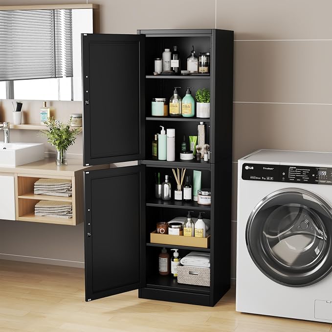 67" Metal Storage Cabinet with Lock, Tall Narrow Office File Cabinets with 2 - Image 8