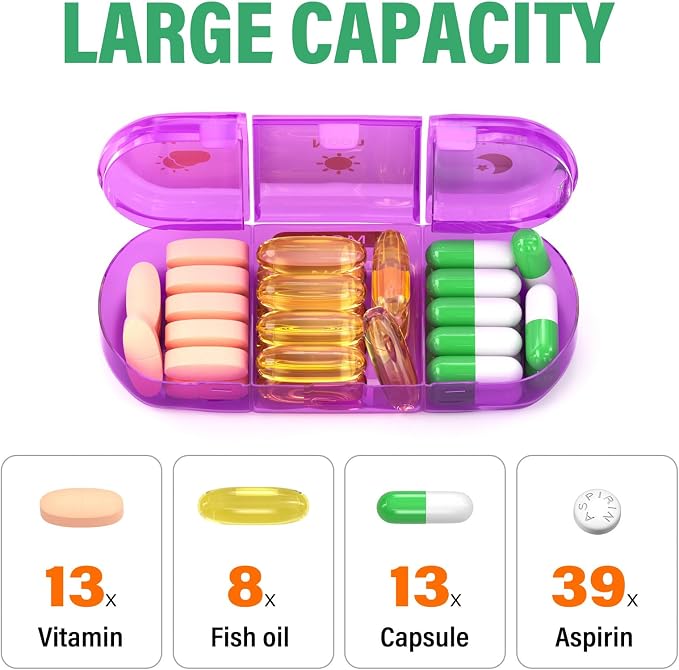 Weekly Pill Organizer 3X a Day, 7 Day Pill Box 3 Times, Portable - Image 2