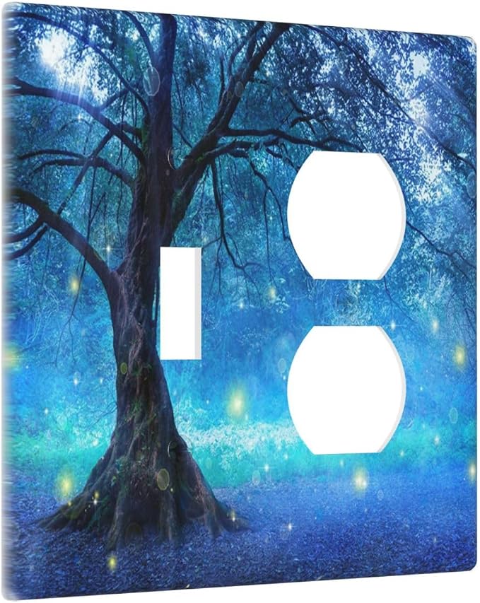 Decorative Light Switch Cover Plate Fantasy Fairy Tree In Mystic Forest 2 Gang - Image 2