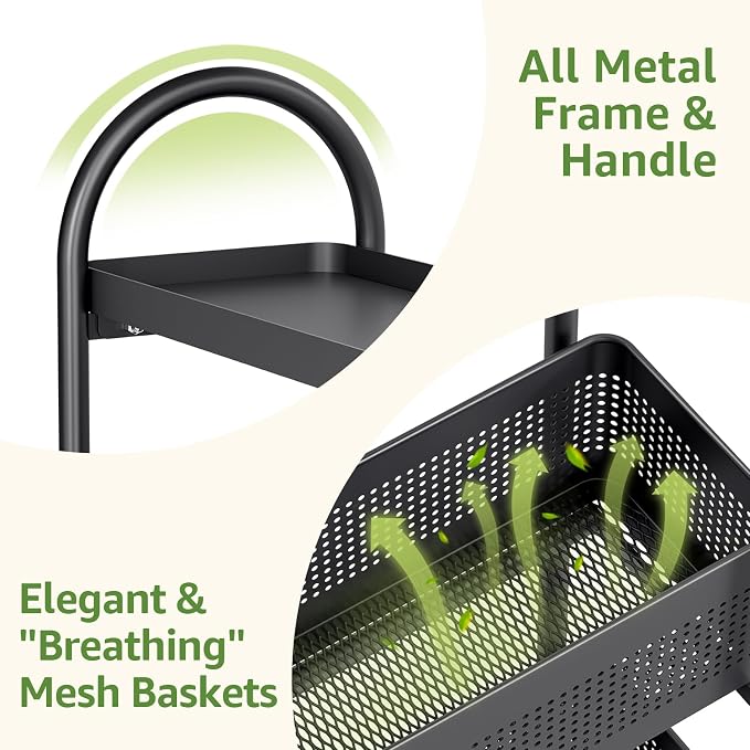 KINGRACK 4-Tier Slim Storage Cart - Image 6