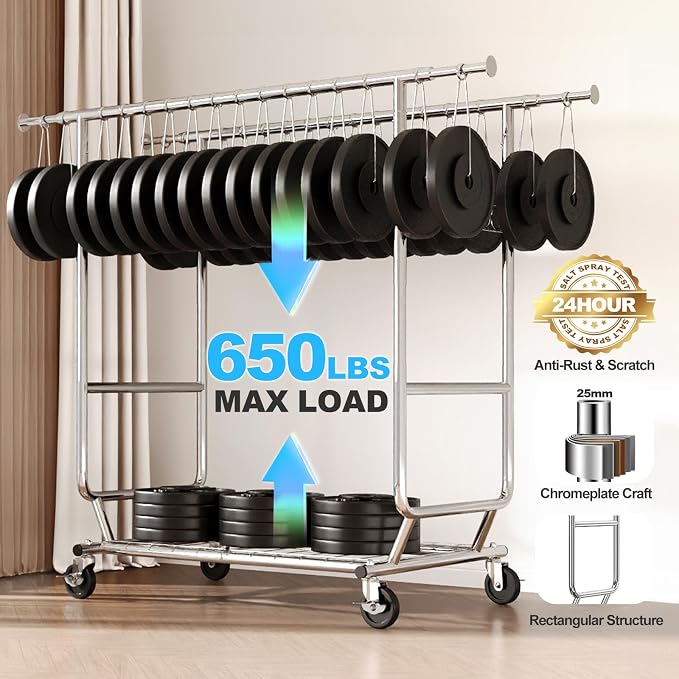 HOKEEPER Clothes Rack Heavy Duty Clothing Rack Load 650 LBS Collapsible Garment - Image 5