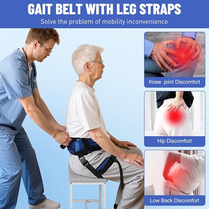 Rhino Valley Gait Belt with Leg Straps, Transfer Belts with 7 Handles, Gate - Image 3