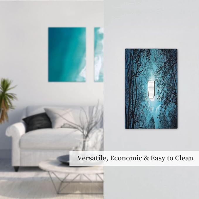 Light Switch Cover Teal Full Moon Forest 1 Gang Wall Plate Cover Turquoise - Image 7