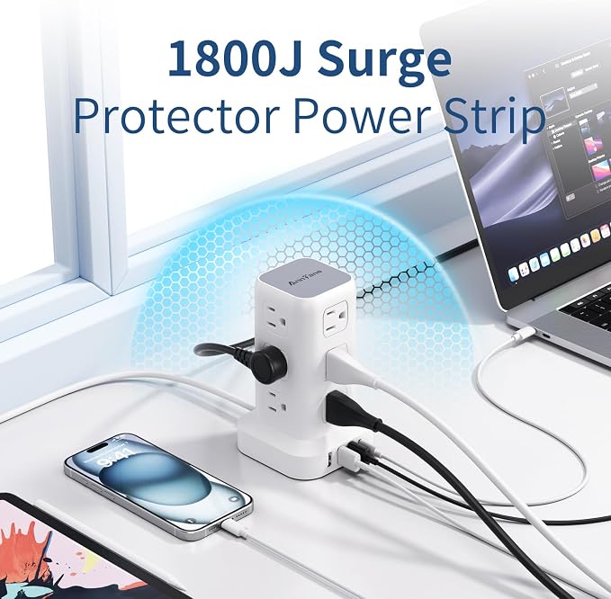 Surge Protector Power Strip 6.5 FT Cord, Power Strip Tower - Image 3