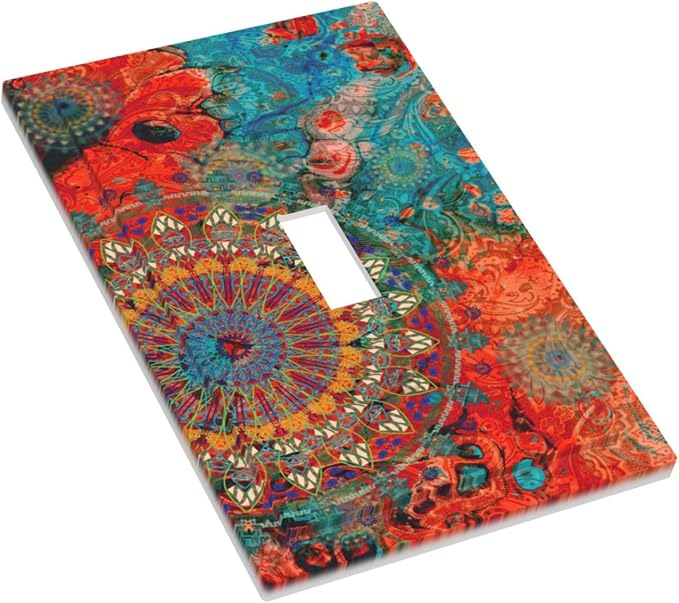 Light Switch Cover Abstract Mandala Flowers 1 Gang Wall Plate Cover Vintage - Image 3