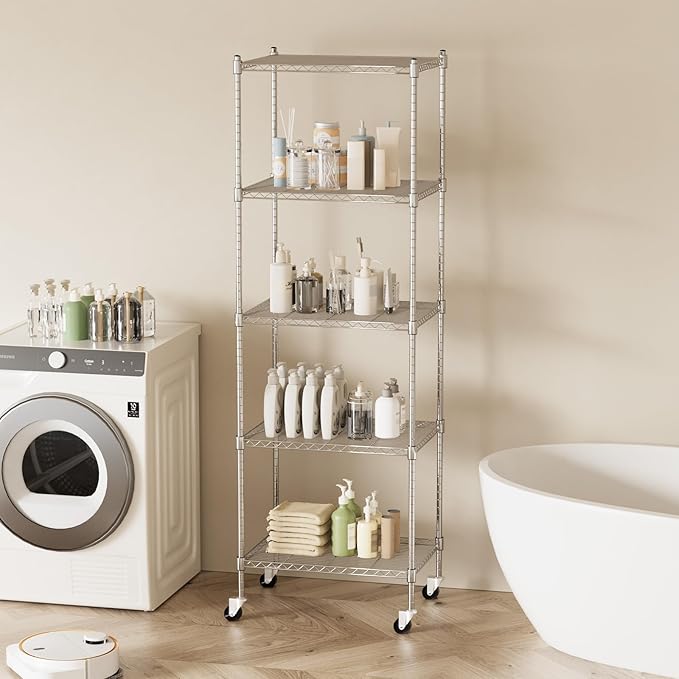 Garage Shelving with Wheels, 5 Tier Shelving Unit and Adjustable Feet, 865 lb - Image 7