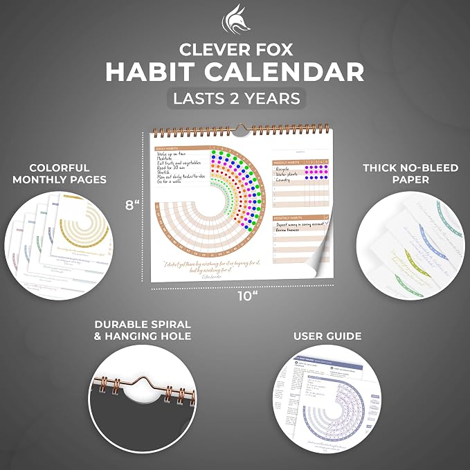 Clever Fox Habit Calendar Circle – 24-Month Inspirational Daily Habit Tracker - Image 4