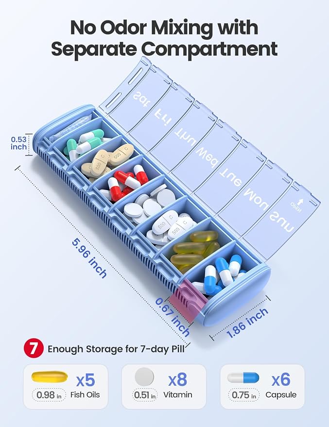 Vaydeer Metal Travel Pill Organizer – Compact Weekly Pill Box - Image 2
