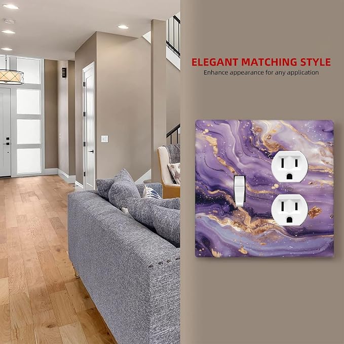 Luxury Marble Texture Purple And Gold Abstract Print Wallplates 1 Toggle 1 - Image 7