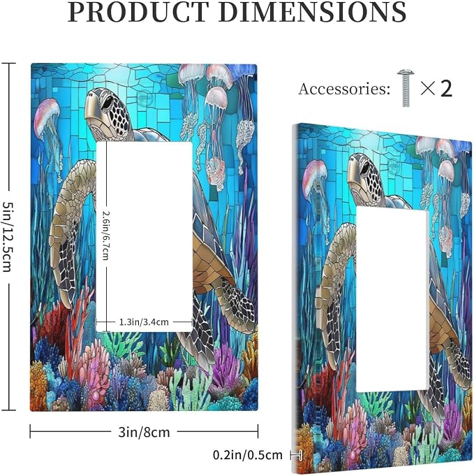 Decorative Outlet Covers Nautical Sea Turtle Coral Jellyfish 1 Gang Single - Image 5