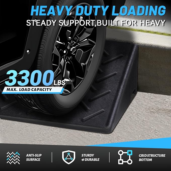 Rubber Curb Ramp, 3.2" Rise Height 2 Pack, Heavy-Duty 1.5 T Capacity Threshold - Image 3