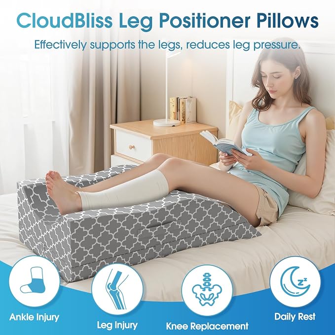 CloudBliss Adjustable Leg Elevation Pillow After Surgery, Memory Foam Wedge - Image 7
