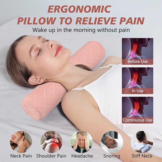 Cozyhealth 3.1" H Small Cervical Roll Pillow, Medium Soft Memory Foam Neck - Image 3