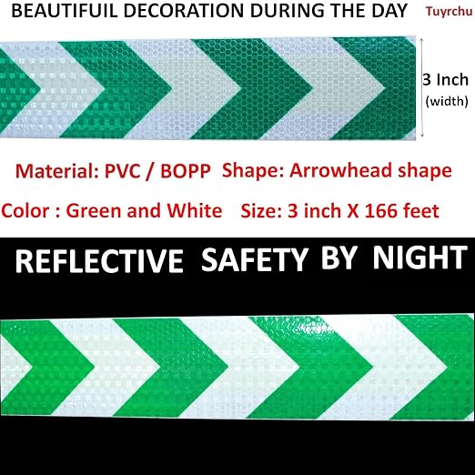 Green and White Reflective Tape Outdoor Waterproof 3 inch X 166 feet, High - Image 3