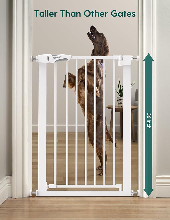 BABELIO 36" Tall Narrow Baby Gate, 26-28.5" Wide Auto-Close Metal Pet Gate - Image 2