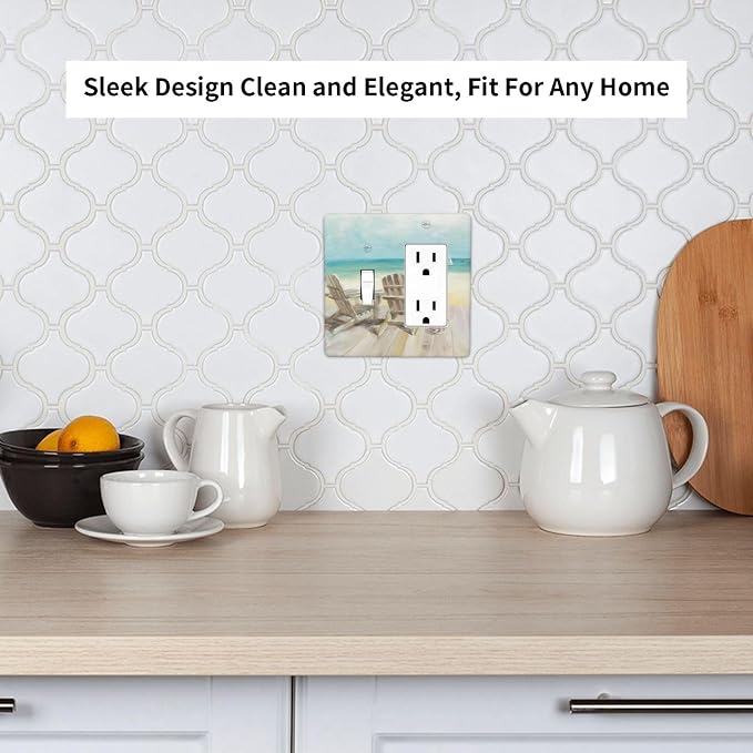 Light Switch Cover Beach Beach Chair Seascape Blue Ocean 2 Gang Toggle Rocker - Image 7