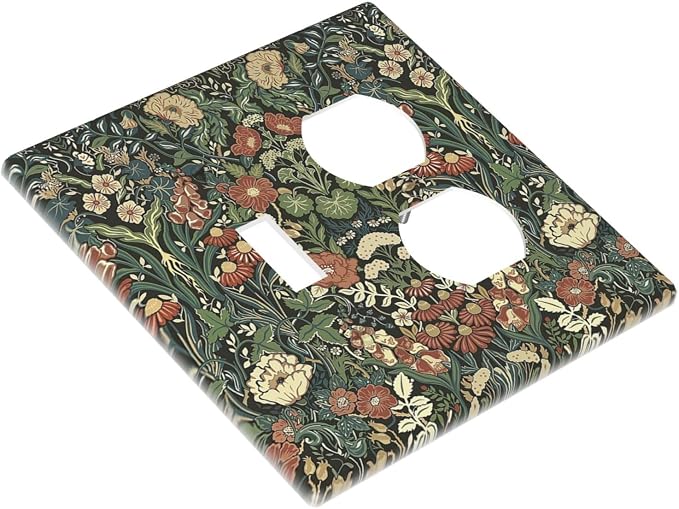 Wallplates Vintage Dark Floral William Morris Green Flower 1 Toggle 1 Duplex - Image 3