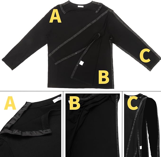 Deyeek Men's Post Shoulder Surgery Recovery Shirts Full Tear Away Long Sleeve - Image 3