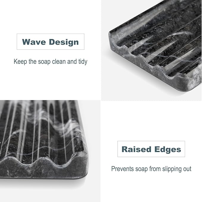 Marble Soap Dish, Bar Soap Holder Shower, Easy Cleaning Natural Stone Sponge - Image 3