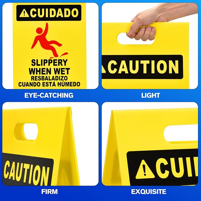 MATTHEW CLEANING 19'' Industrial Wet Floor Sign 3 Pack 2-Sided Durable - Image 4