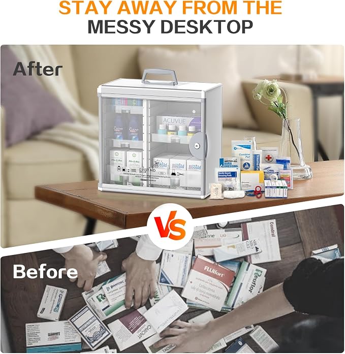 Glosen Medicine Cabinet Locking Medicine Cabinet Wall Mounted【 Silver 13.6 x - Image 7