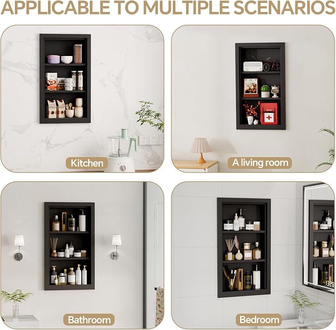 Solid Wood 14 X 24 Recessed Medicine Cabinet, Medicine Cabinet Organizer - Image 5