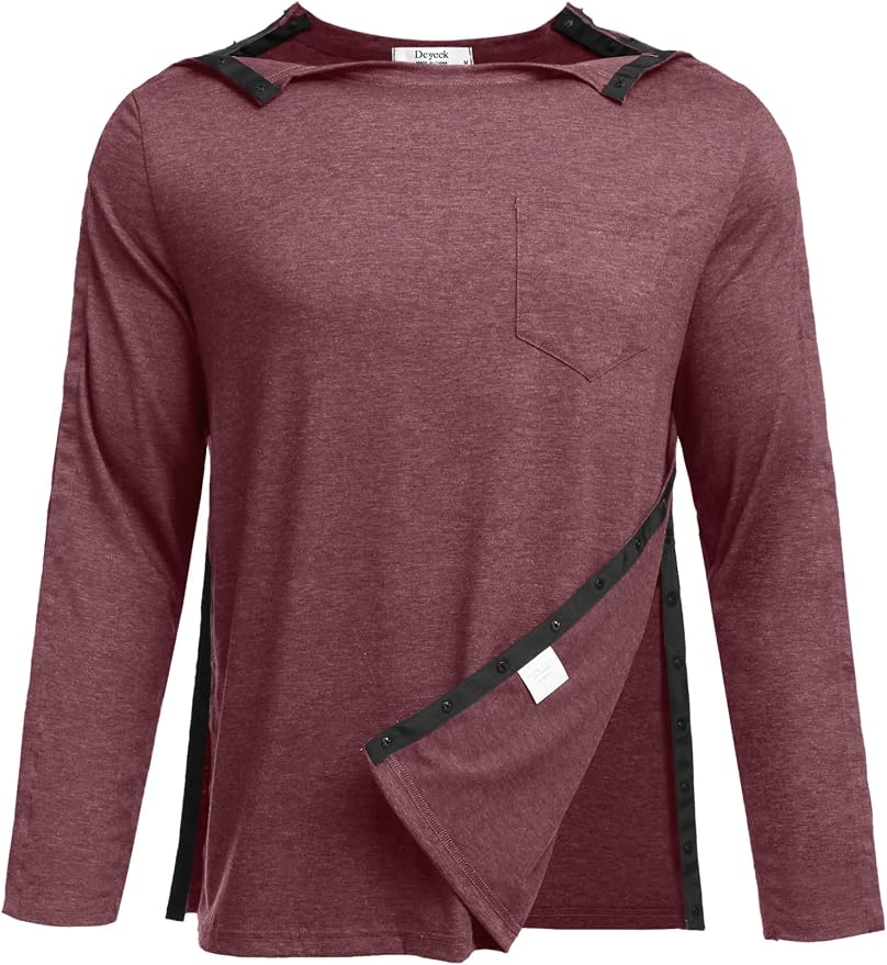 Deyeek Men's Post Shoulder Surgery Recovery Shirts Full Tear Away Long Sleeve by Deyeek