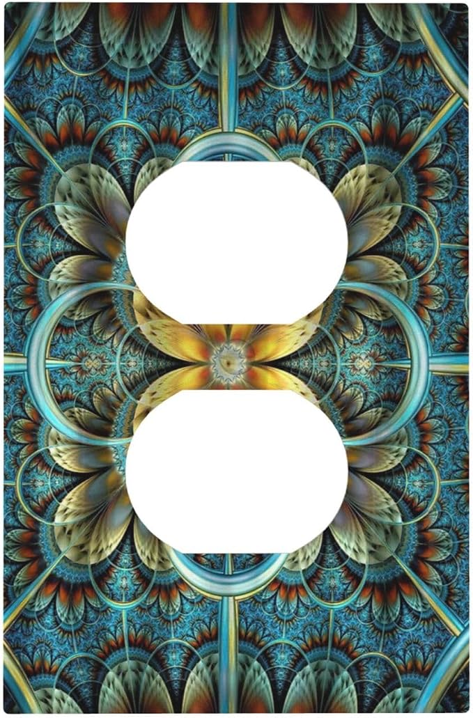 Outlet Covers Boho Fractal Mandala 1 Gang Duplex Light Switch Cover Plate by Spshian