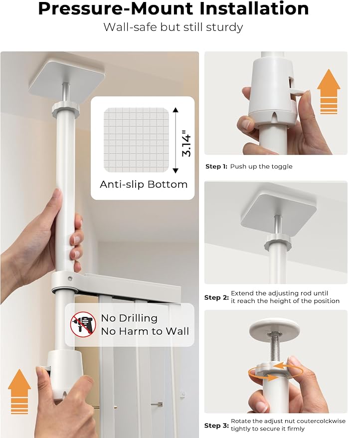 Extra Tall Cat Gate for Doorway: 74.8"-90.5" Tall Cat Gates for Pet 30.3"-38.2" - Image 5