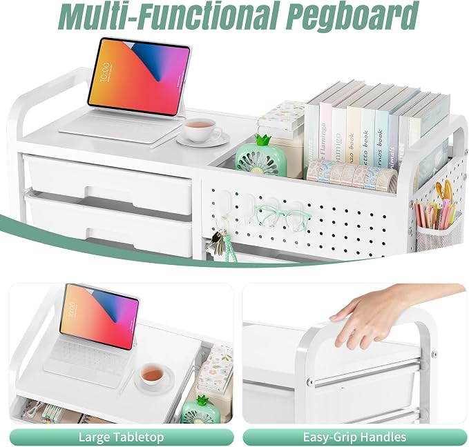 Rolling Storage Cart with 14 Drawers, Storage Organizer Cart with Tabletop and - Image 7
