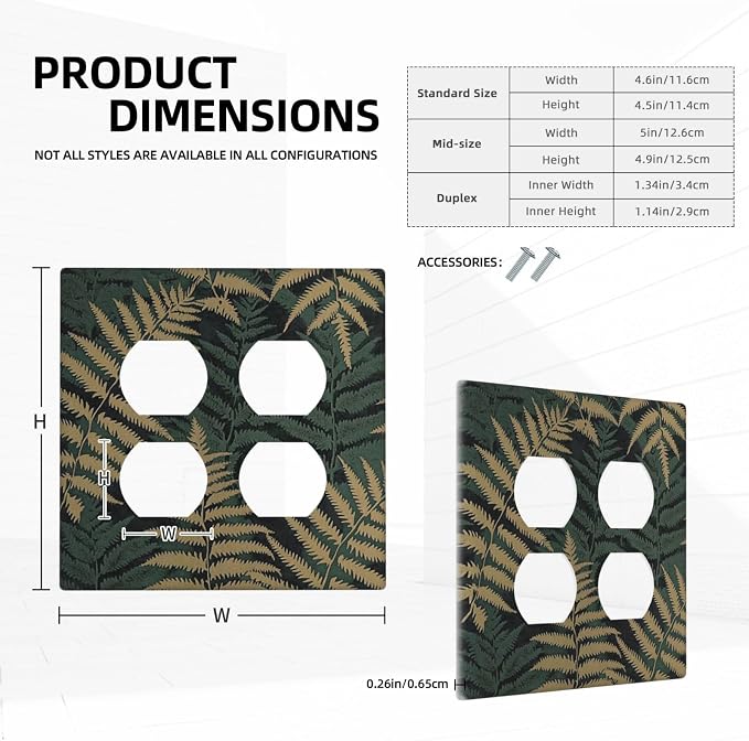 Outlet Covers Botanical Fern Green Leaf Forest 2 Gang Double Duplex Decorative - Image 5